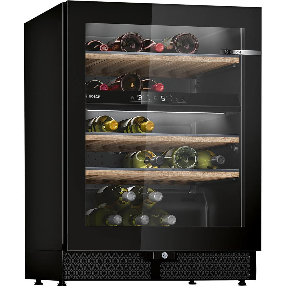 Bosch Serie 6 KWK16ABGB vinkøler Vin køleboks Fritstående Sort 44 flaske(r)