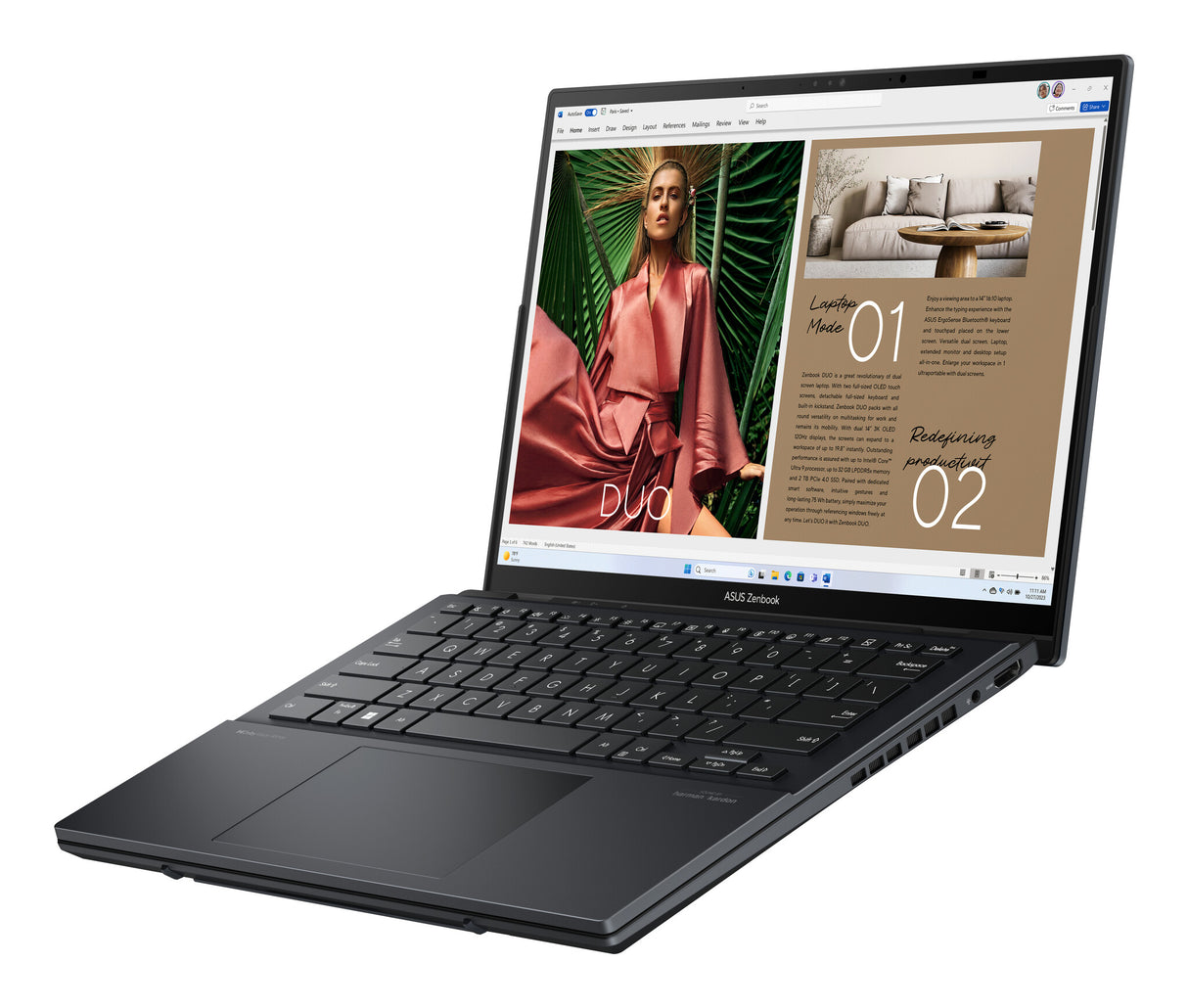 ASUS Zenbook Duo UX8406CA-PZ009W Intel Core Ultra 9 285H Hybrid (2-i-1) 35,6 cm (14") Berøringsskærm 3K 32 GB LPDDR5x-SDRAM 2 TB SSD Wi-Fi 7 (802.11be) Windows 11 Home Grå