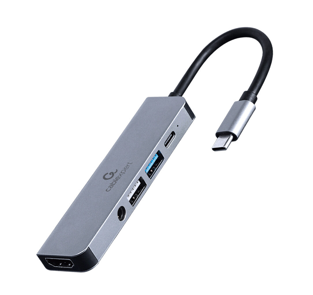 Gembird A-CM-COMBO5-02 dockingstation Ledningsført USB 3.2 Gen 1 (3.1 Gen 1) Type-C Sølv
