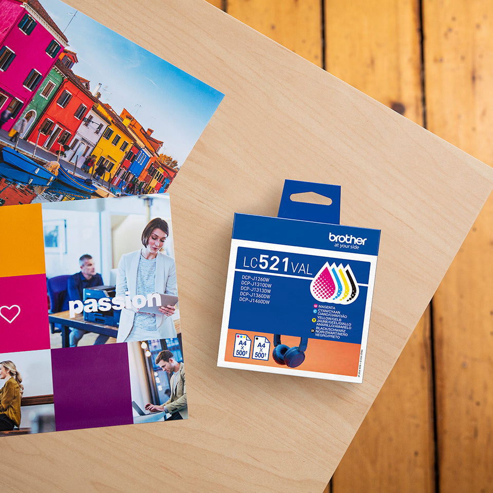 Brother LC521VAL blækpatron 4 stk Original Sort, Blå, Magenta, Gul