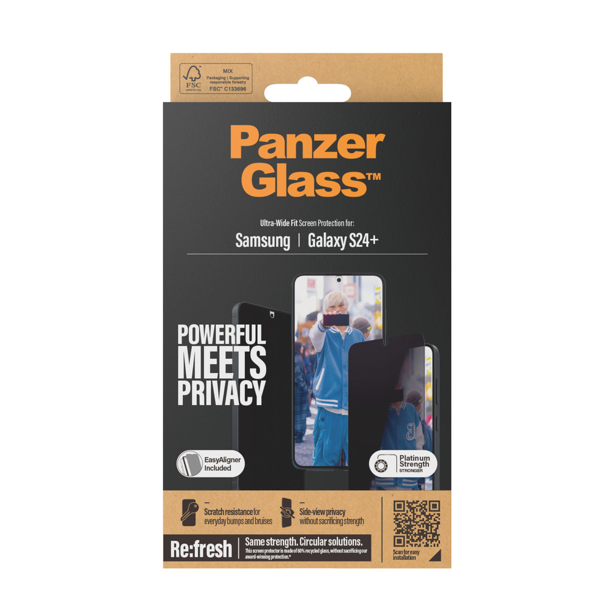 PanzerGlass Privacy Screen Protector Samsung Galaxy S24 Plus | Ultra-Wide Fit w. EasyAligner