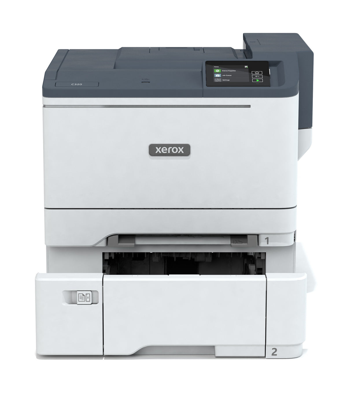 Xerox C320, A4, 28 sider/min, trådløs dupleksprinter, PS3 PCL5e/6, 2 magasiner, i alt 251 ark