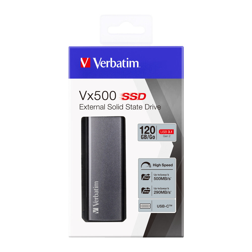 Verbatim Vx500 120 GB USB Type-C 3.2 Gen 2 (3.1 Gen 2) Sølv