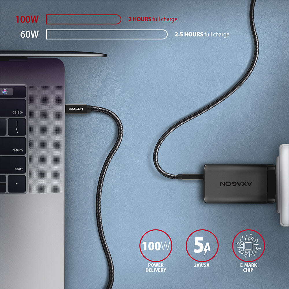 Axagon BUCM32-CM15AB USB-kabel USB 3.2 Gen 2x2 1,5 m USB C 20 Gbit/sek. 100 W Sort