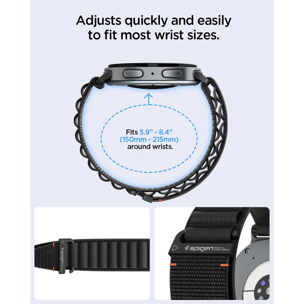 Spigen Wbf1 Band Til Samsung Galaxy Watch 8 / 9 / Classic (40 / 44 / 46 Mm) Sort