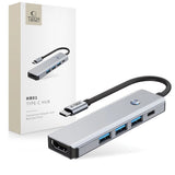Tech Protect Hb01 Hub Adapter 5 I 1 Type C + Usb 3.0 + Hdmi 4 K 60 Hz + Pd100 W Spacegrå