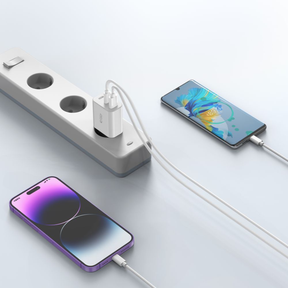 Tech Protect Nc30 W 3 Ports Netværksopladder Pd 30 W / Qc3.0 Sort