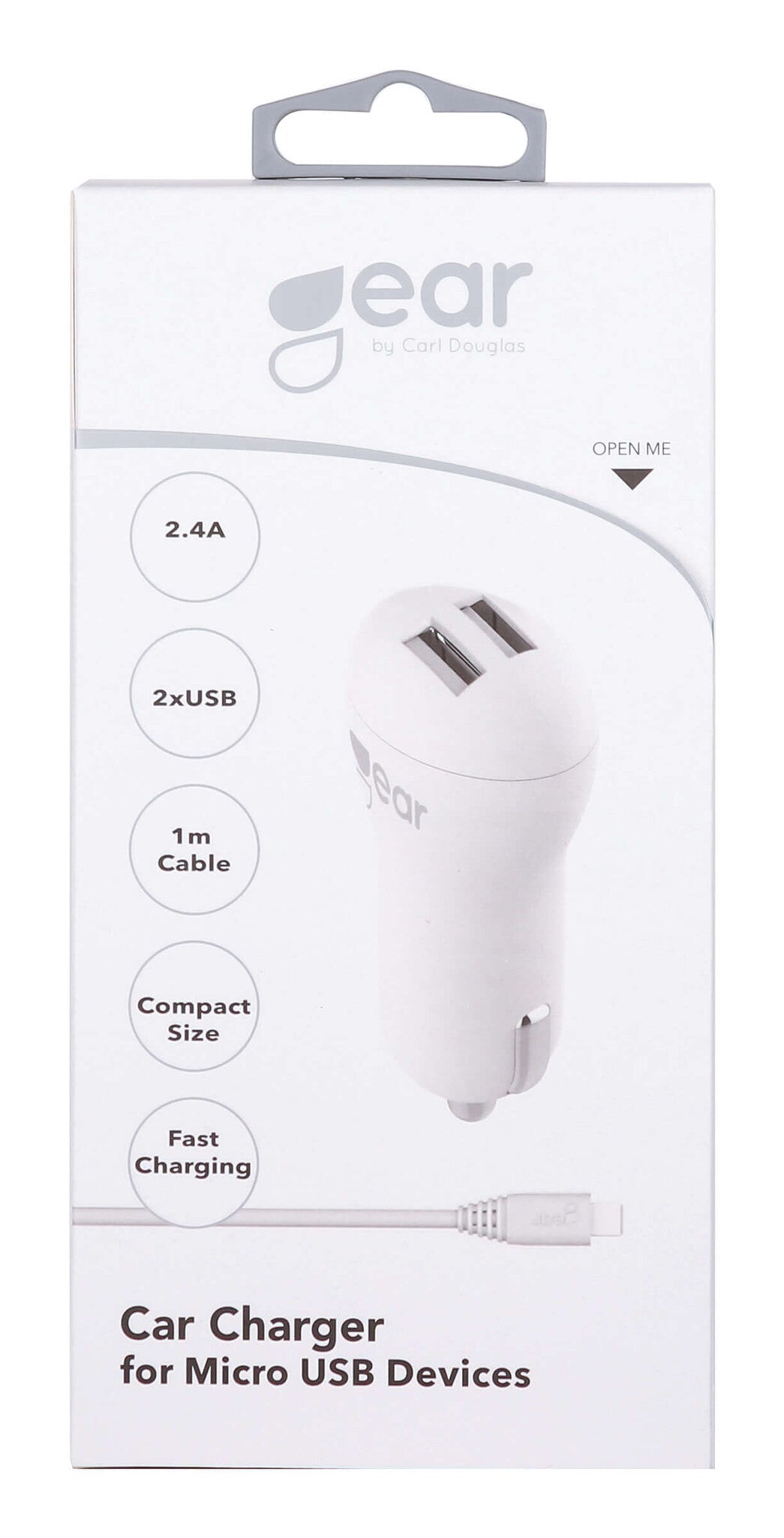 Gear 665058 oplader til mobil enhed Universel Hvid Cigartænder, Vekselstrøm Automatisk, Indendørs