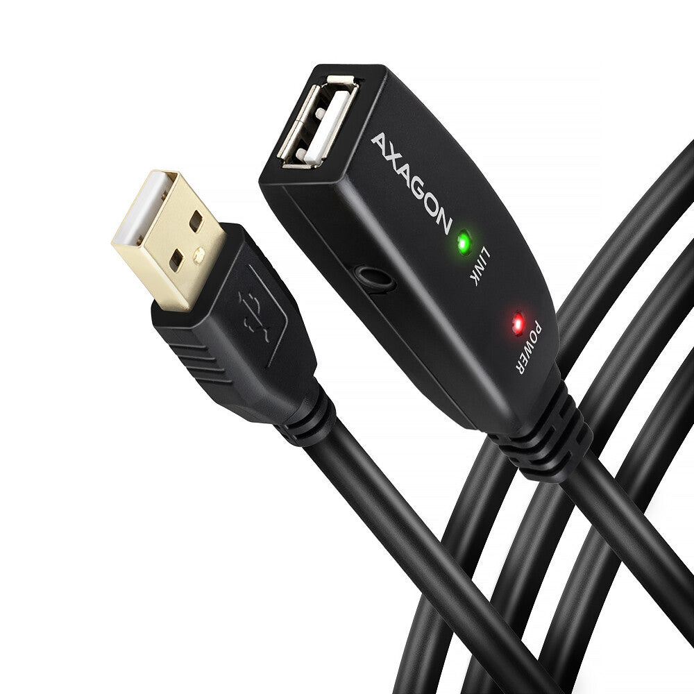 Axagon ADR-215 USB 2.0 A-M -> A-F active extension/repeater cable 15m - Kabel - Digital/Daten USB-kabel USB A 0,48 Gbit/sek. Sort