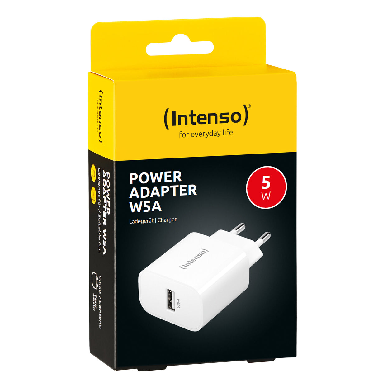 Intenso 1x USB-A Adapter weiß Universel Hvid Vekselstrøm Indendørs