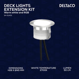 Deltaco SH-DLK01, Terrasselys, 0.7 W, 16 millioner farver/varmt hvidt lys, sølv (pakke med 10)