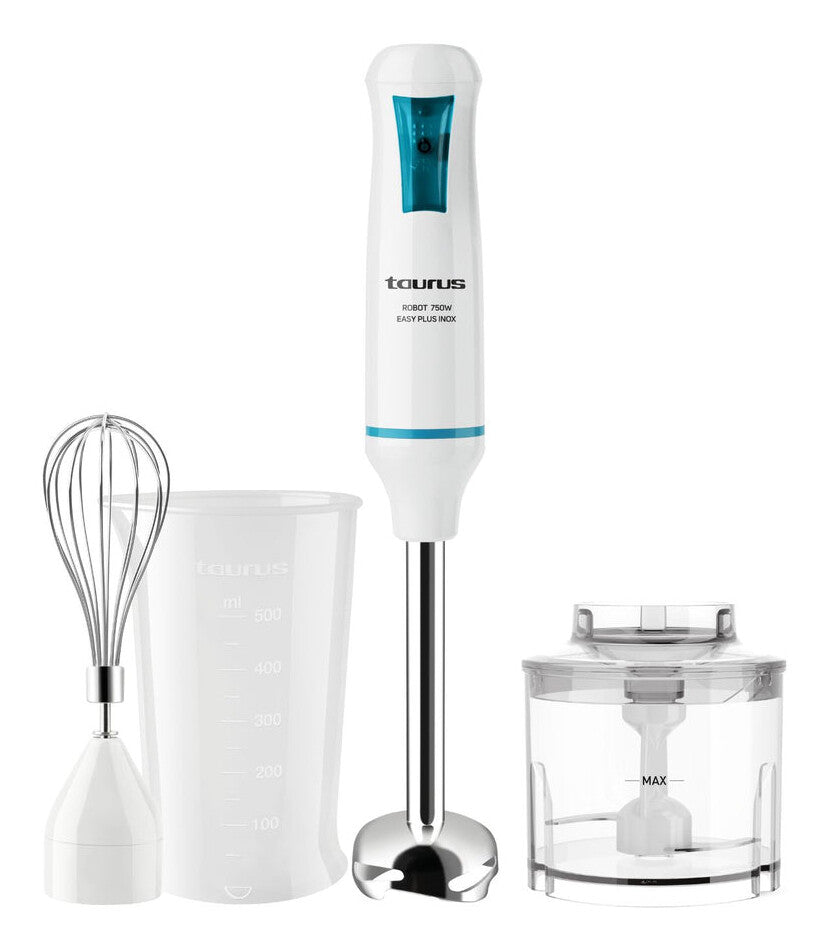 Taurus ROBOT 750 EASY PLUS INOX 1 L Nedsænkning blender 750 W Hvid, Blå