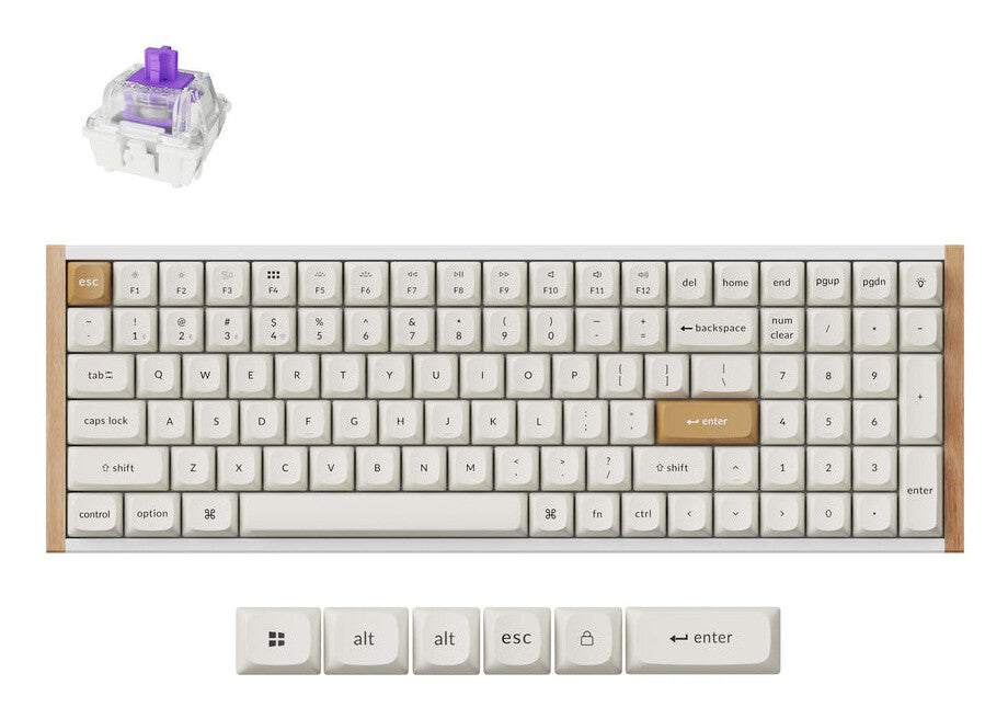 Keychron K4 HE tastatur Spil USB + RF Wireless + Bluetooth QWERTY Hvid, Træ