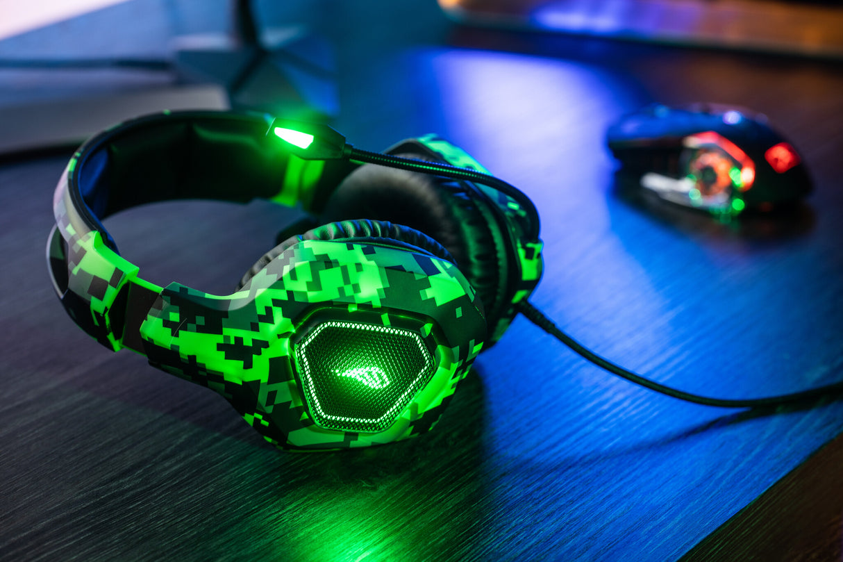 SureFire Skirmish Headset Ledningsført Spil USB Type-A Sort, Camouflage, Grøn
