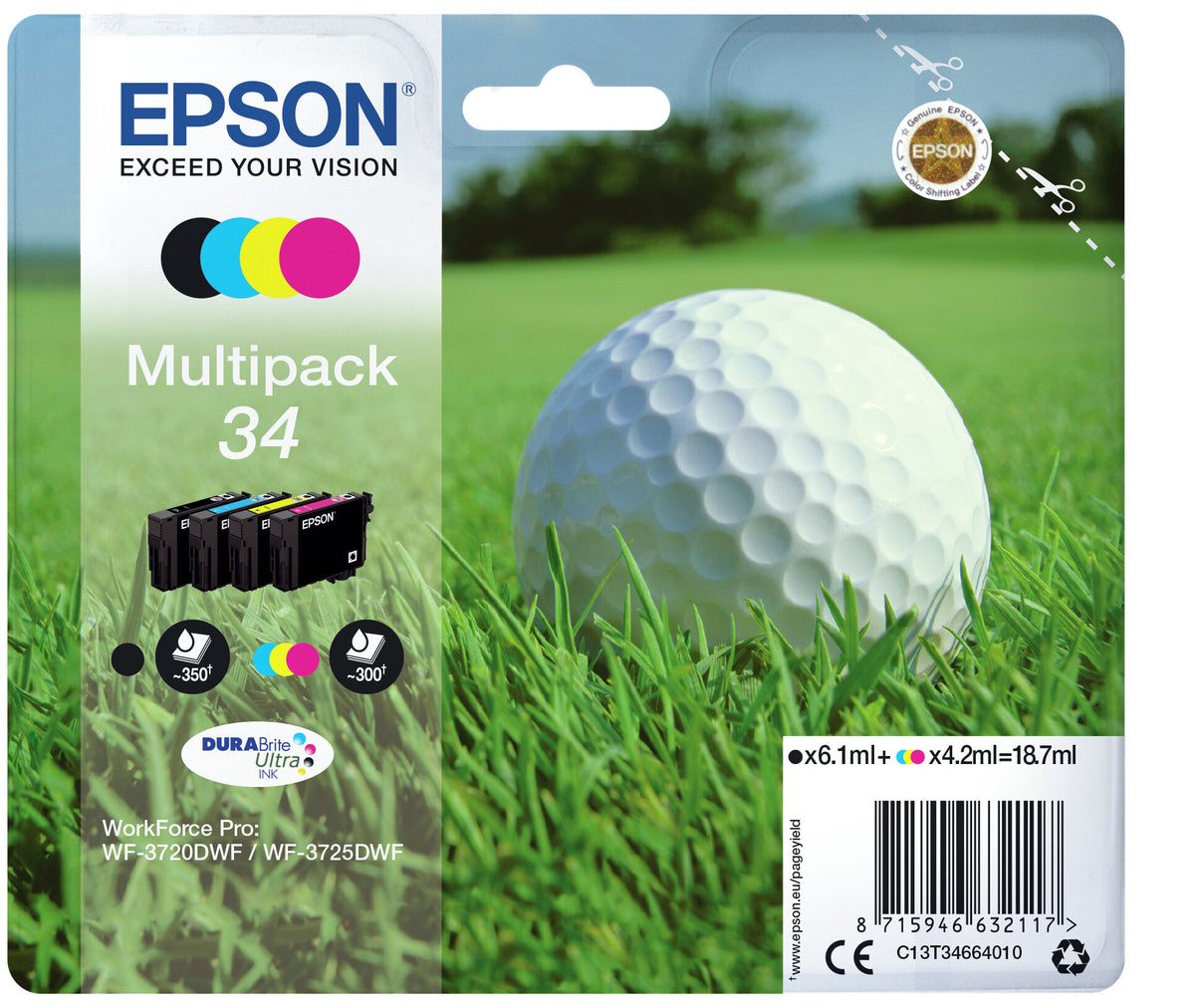Epson Golf ball 34 golfbold DURABrite Ultra multipakke 4-farve blæk