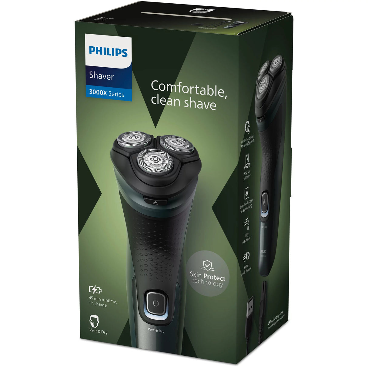 Philips Shaver 3000X Series X3052/00 Elektrisk shaver til våd og tør barbering