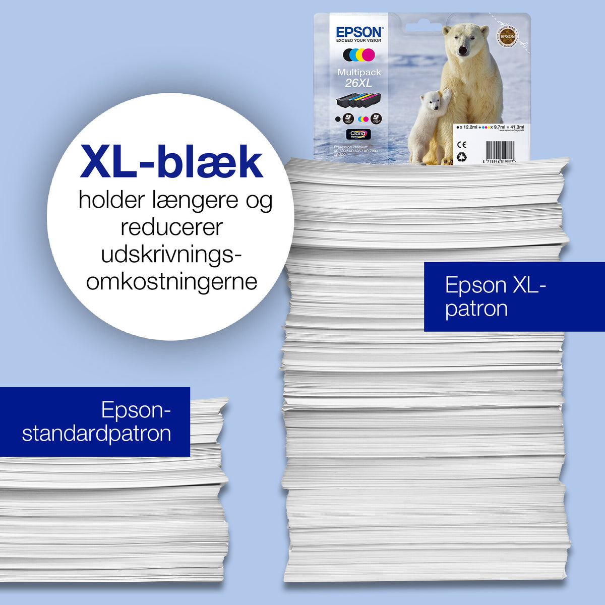 Epson 26XL isbjørn Claria Premium enkeltpakke sort blæk