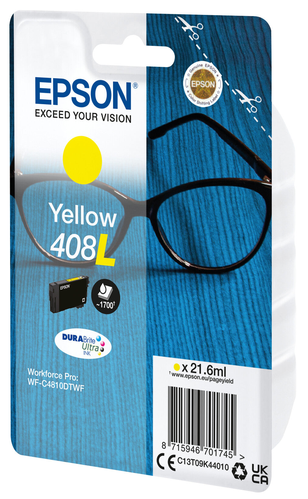 Epson 408L briller DURABrite Ultra enkeltpakke gult blæk