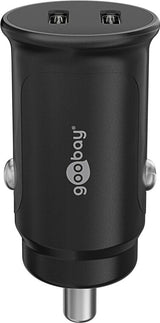 Dual-USB-C PD Auto Fast Charger (Power Delivery), black - 30W (12/24V) suitable for devices with USB-C