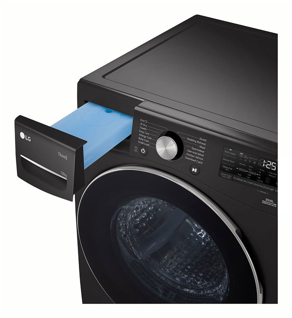 LG RH18U8JVCW tørretumbler Fritstående Front-læsning 18 kg Sort