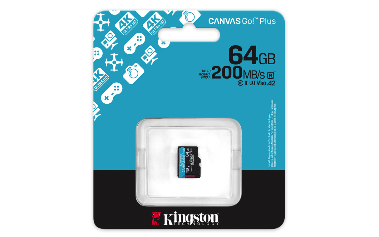 Kingston Canvas Go! Plus microSDXC UHS-I Memory Card 64GB 200MB/s
