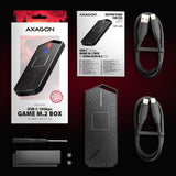 Axagon EEM2-GAM, USB-C 10Gbps - NVMe & SATA SSD GAME M.2 box, bezšroubkový SSD kabinet Sort