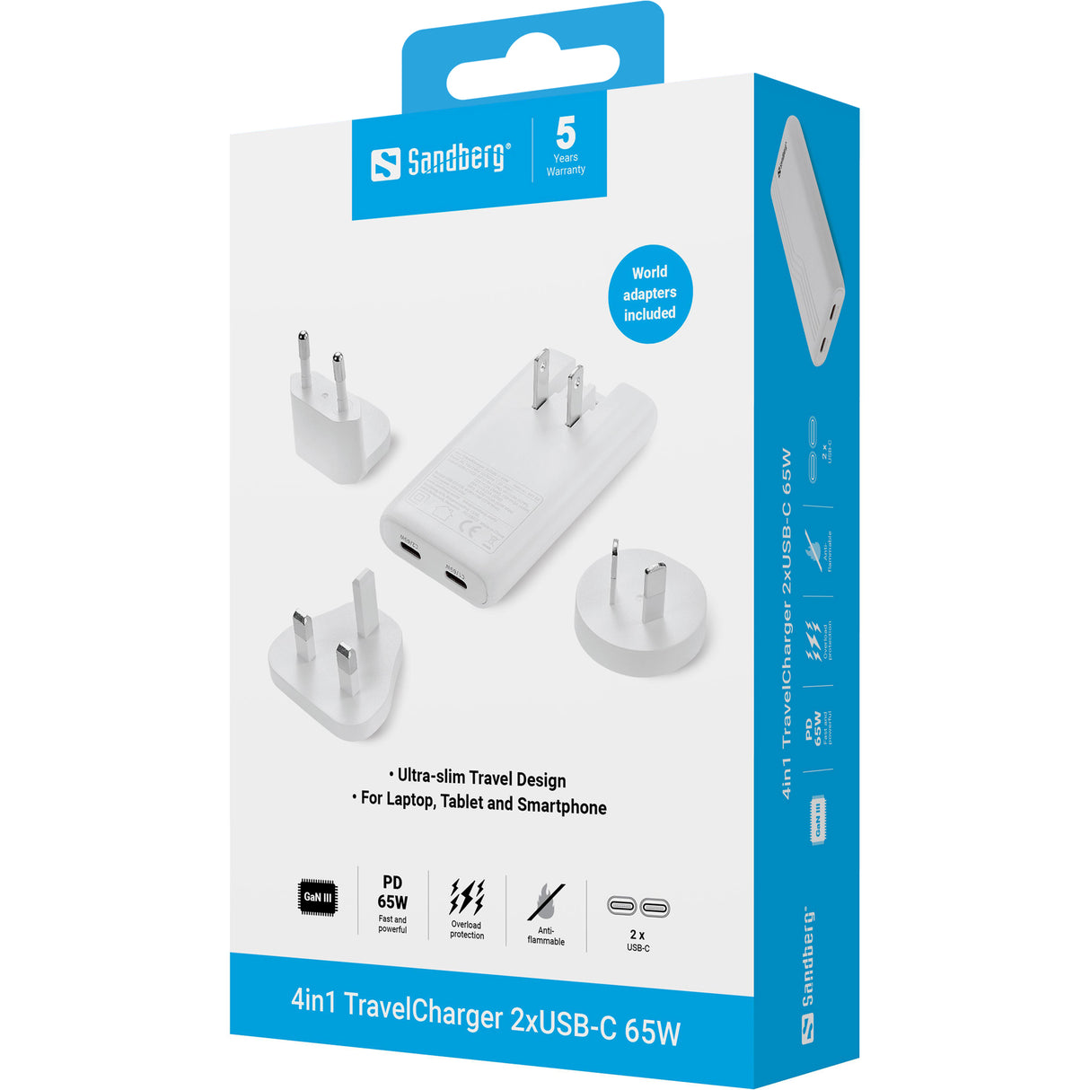 SANDBERG 4in1 TravelCharger 2xUSB-C 65W
