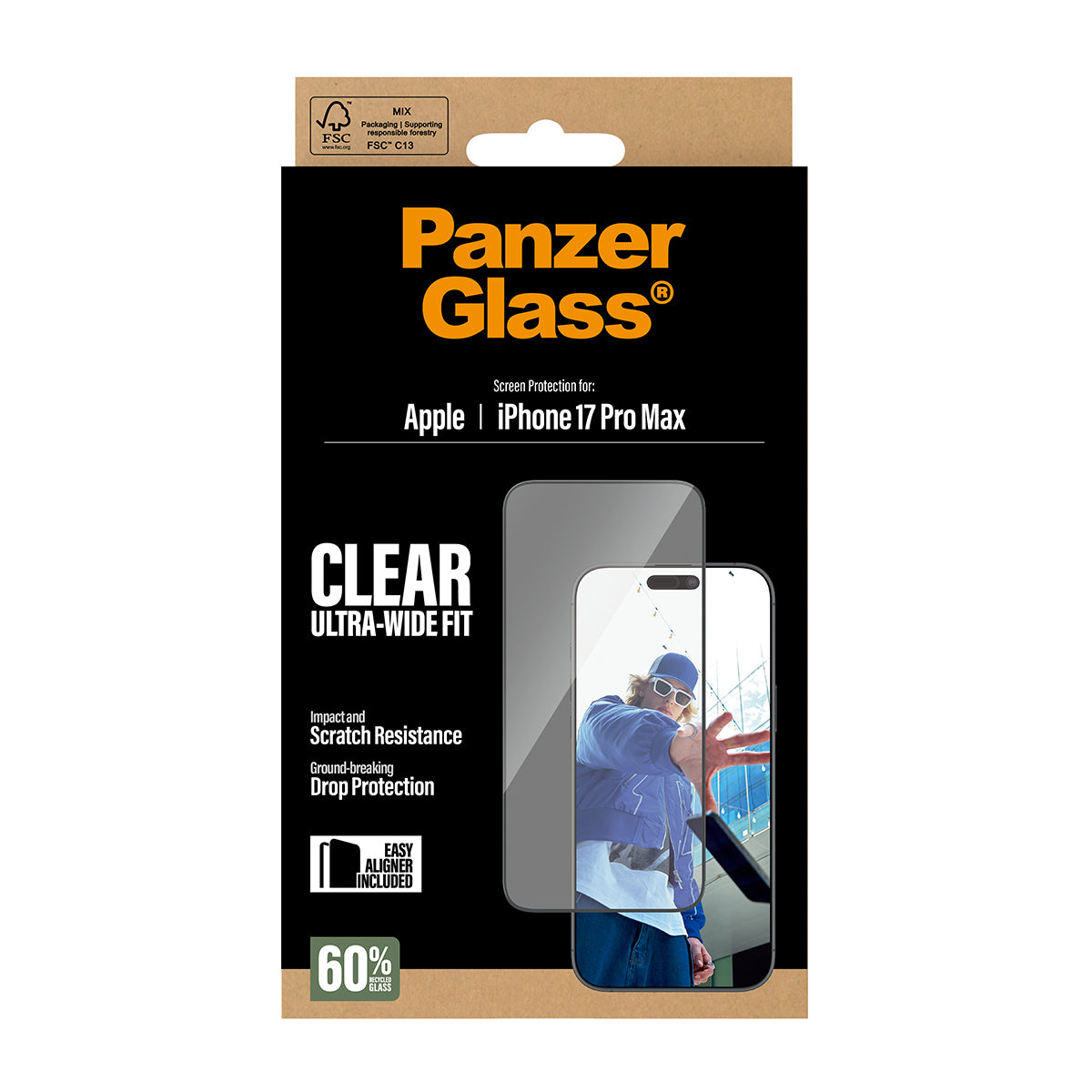 PanzerGlass Screen Protector iPhone 17 Pro Max / Ultra-Wide Fit w. EasyAligner