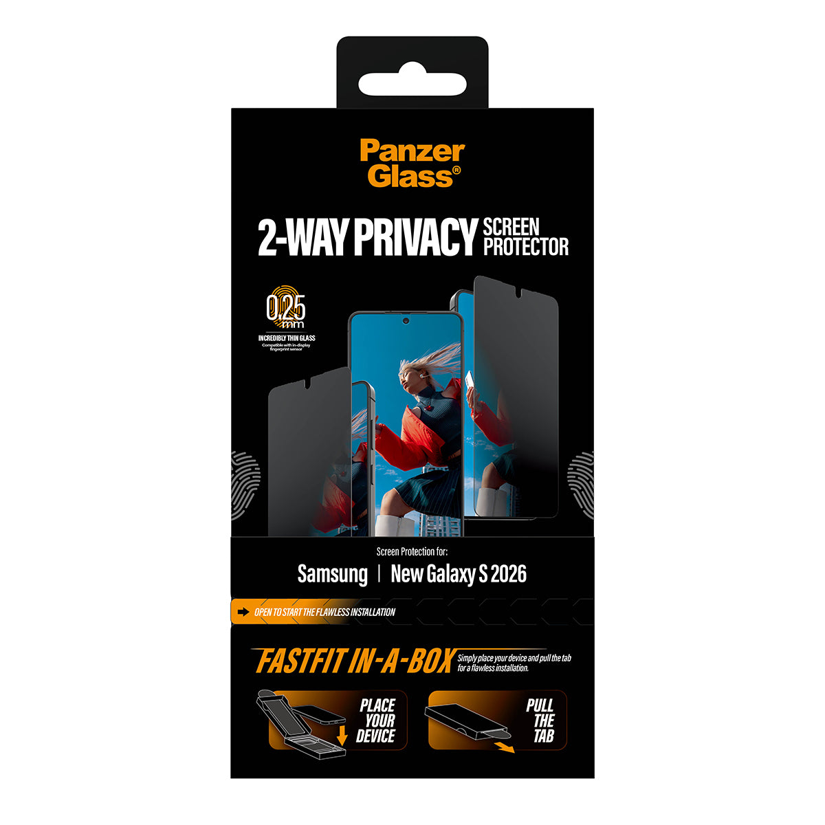 PanzerGlass 2-Way Privacy Screen Protector Samsung Galaxy S26 | Ultra-Wide Fit w. FASTFIT IN-A-BOX