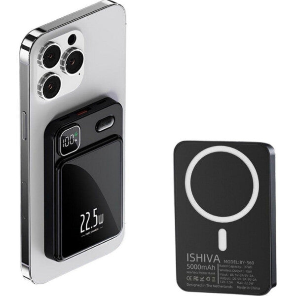 UFUZON Ishiva Magnetisk Trådløs Powerbank 5000 mAh, 22,5W USB-C
