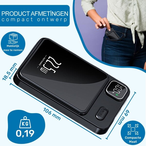 UFUZON Ishiva Magnetisk Trådløs Powerbank 5000 mAh, 22,5W USB-C