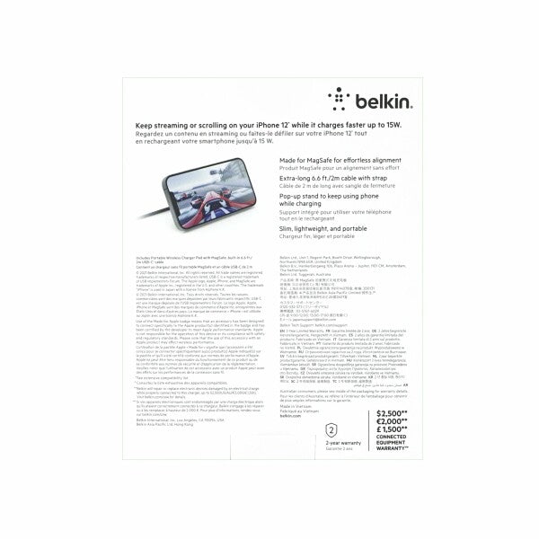 Belkin - BoostCharge Pro MagSafe 15W - Bærbar trådløs oplader - Sort WIA004BTBK