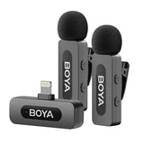 BOYA Mikrofon Trådløs BY-V2 V2.0 2.4GHz med 2 sendere og 1 modtager (Lightning) Black EU