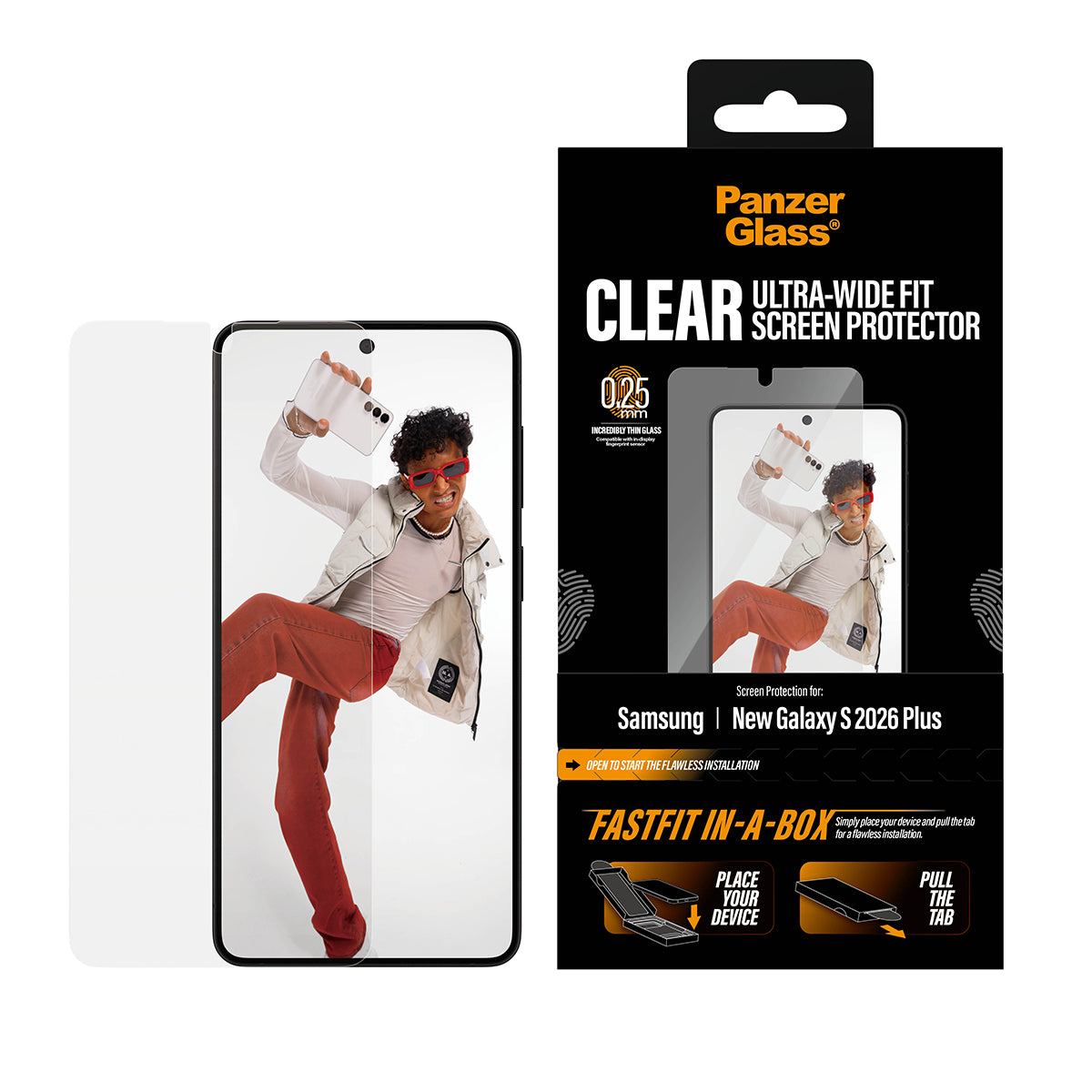 PanzerGlass Screen Protector Samsung Galaxy S26+| Ultra-Wide Fit w. FASTFIT IN-A-BOX