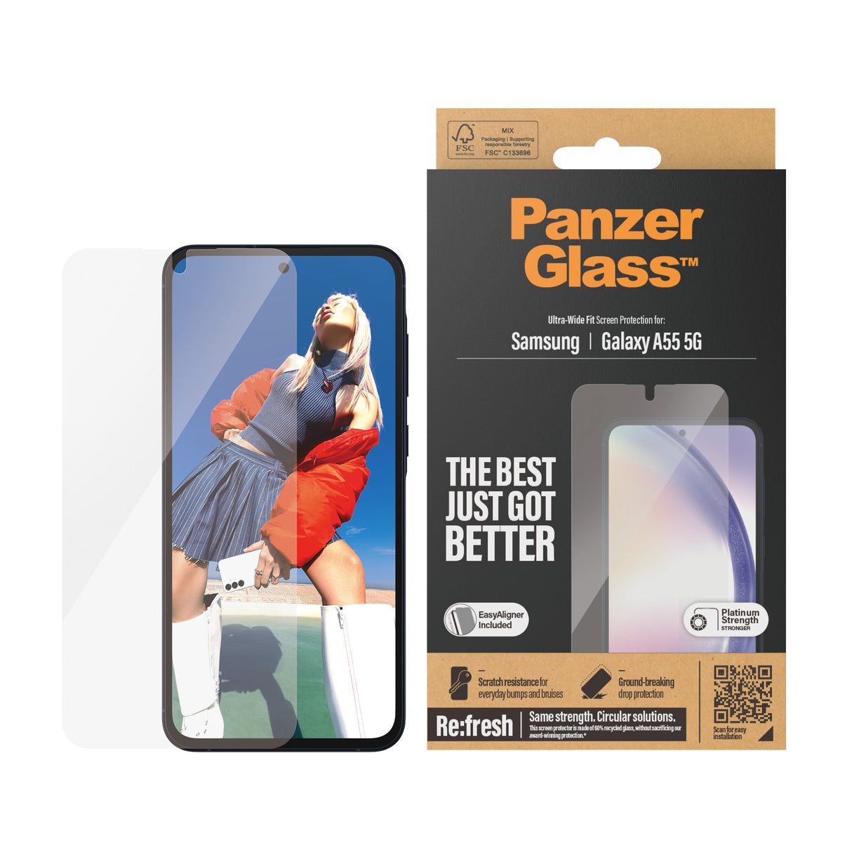 PanzerGlass Screen Protector Samsung Galaxy A55 5G - Ultra-Wide Fit (W. EASYALIGNER)