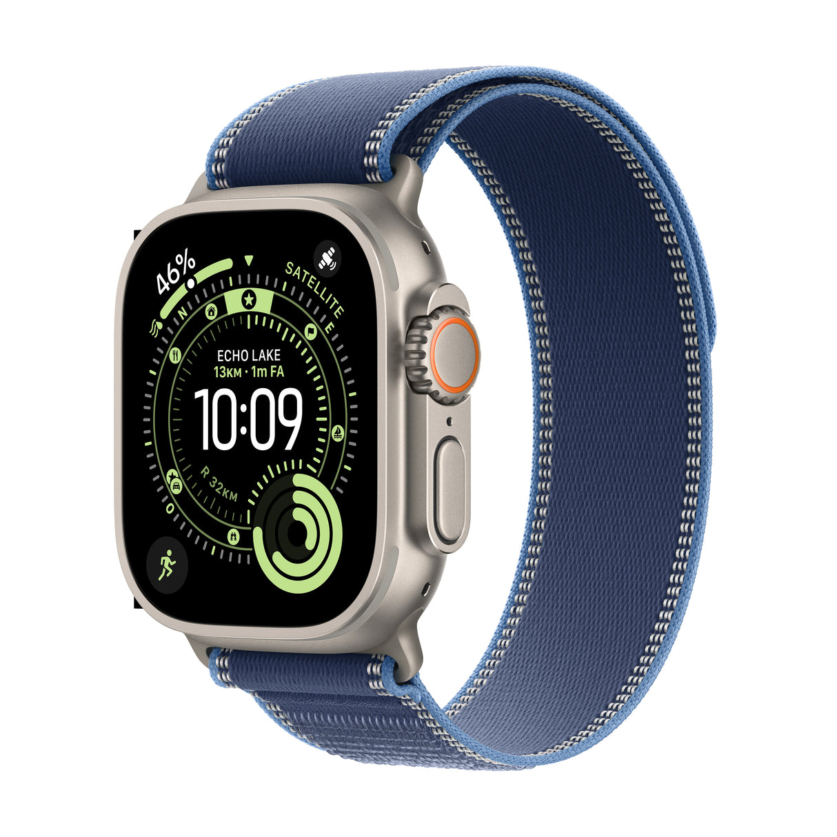 *Apple Watch Ultra 3 GPS + Cellular 49mm Natural Titanium Case with Blue/Bright Blue Trail Loop - S/M