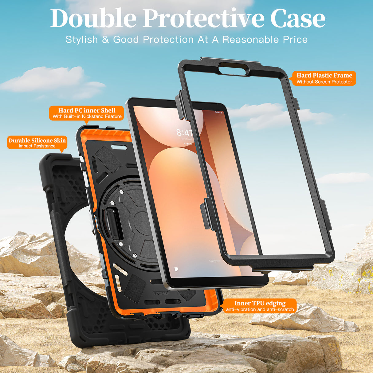 DK Protective Cover incl. handle & Strap without front screen, cover for Samsung Tab A11+