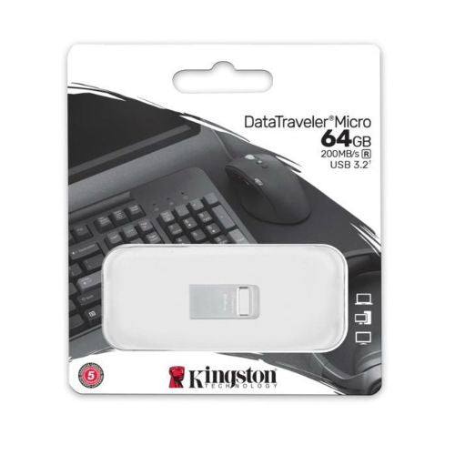 Kingston Pendrive 64GB DataTraveler Micro USB 3.2 Silver EU (DTMC3G2/64GB)