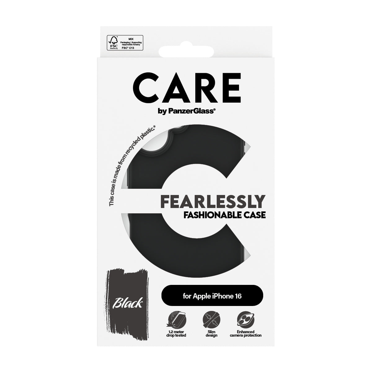 CARE by PanzerGlass Fashionable Case Black iPhone 16