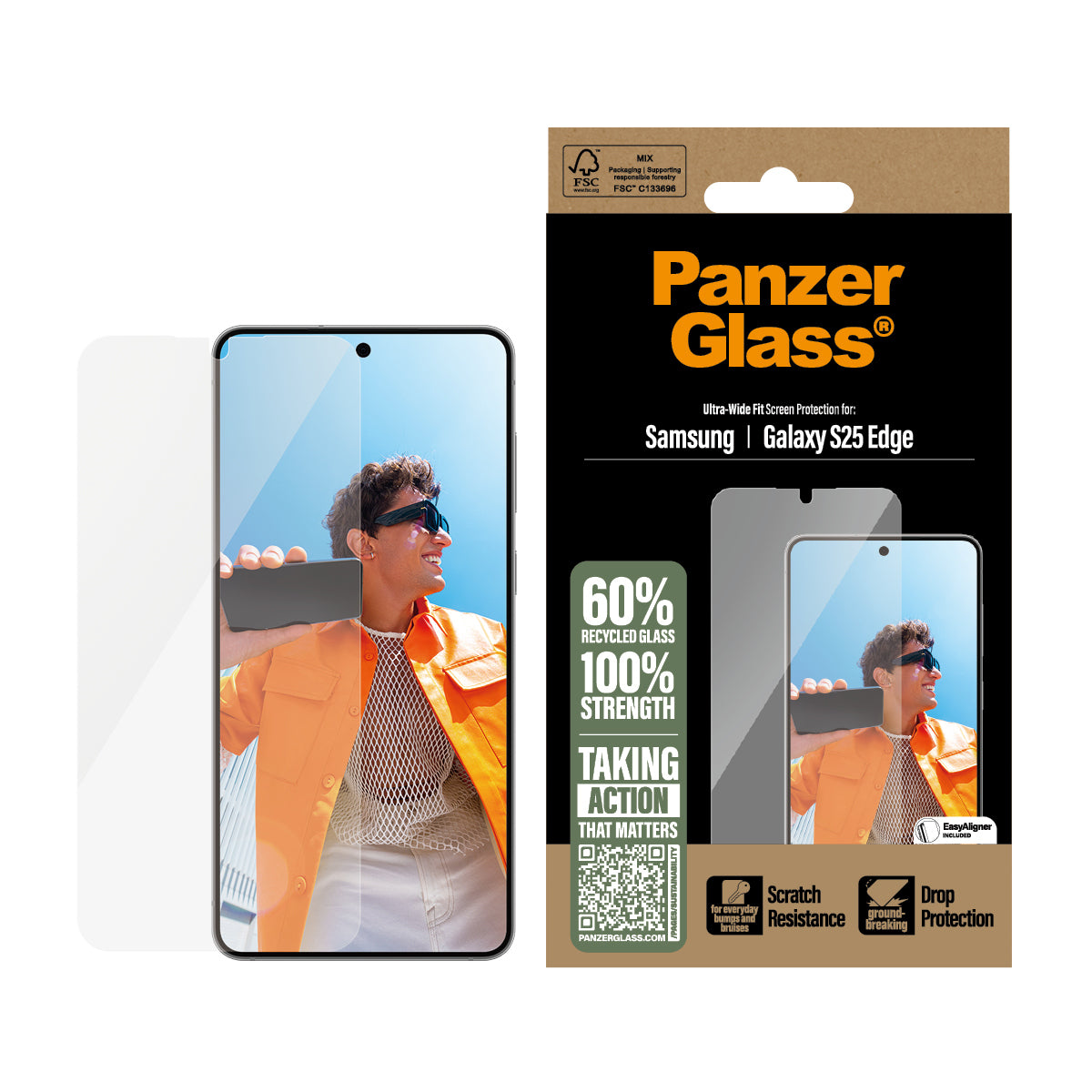 PanzerGlass Screen Protector Samsung S25 Edge - Ultra-Wide Fit