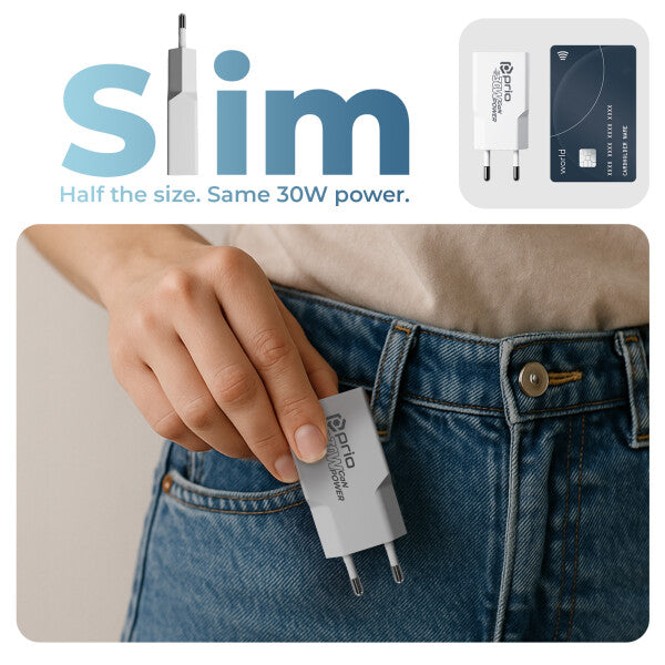 prio MFi hurtigopladersæt (30W dobbelt GaN-oplader + Lightning - USB C-kabel) hvid
