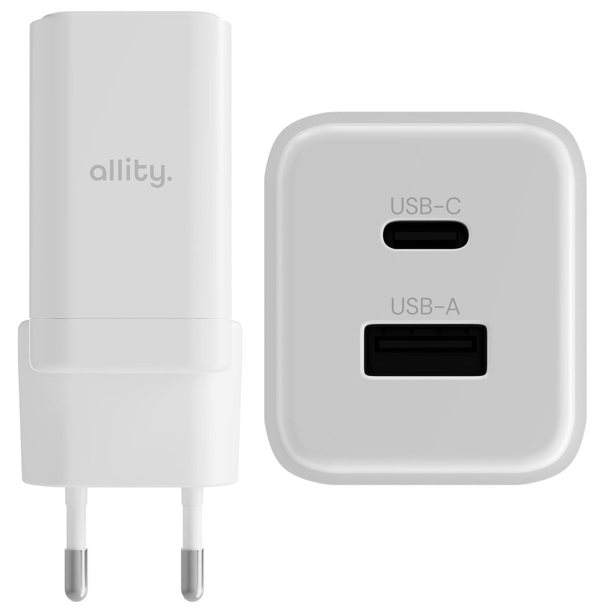Allity wall charger GaN PD QC ATC-01-45WAC 1x USB-C 1x USB-A 45W white