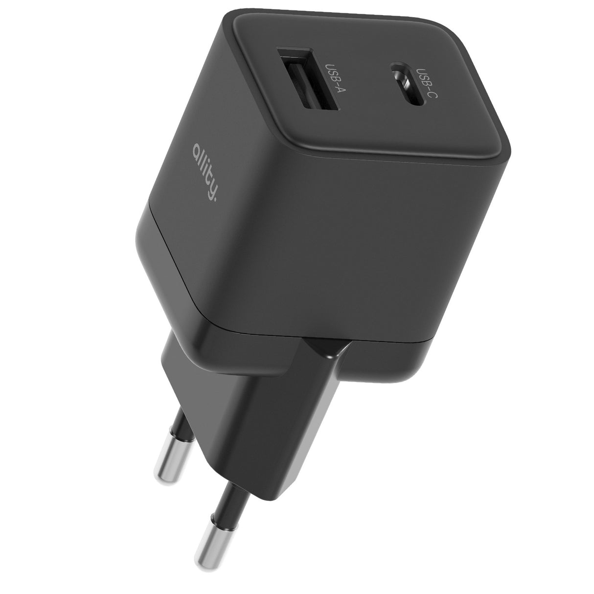 Allity wall charger GaN PD QC ATC-01-20WAC 1x USB-C 1x USB-A 20W black