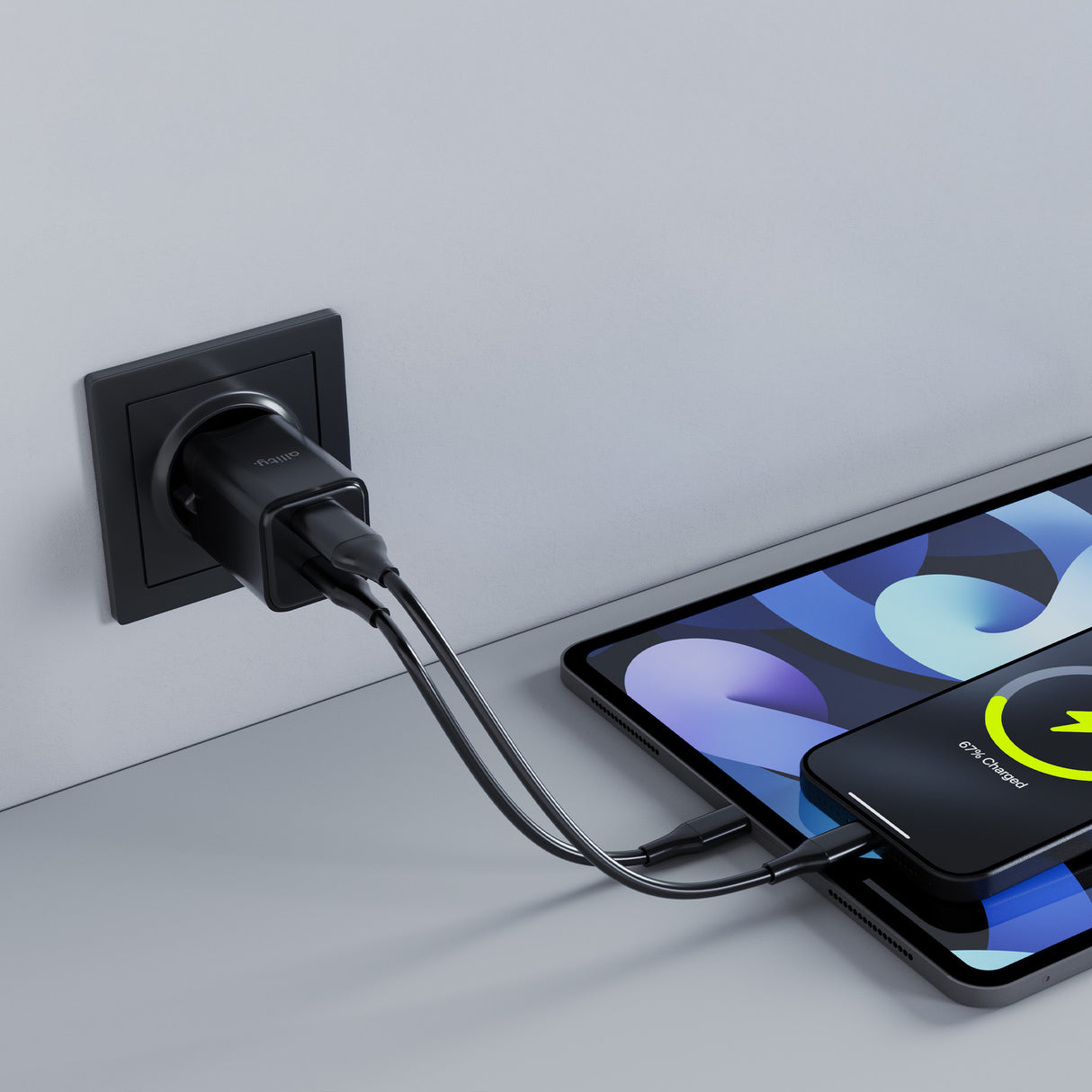 Allity wall charger GaN PD QC ATC-01-30WAC 1x USB-C 1x USB-A 30W black