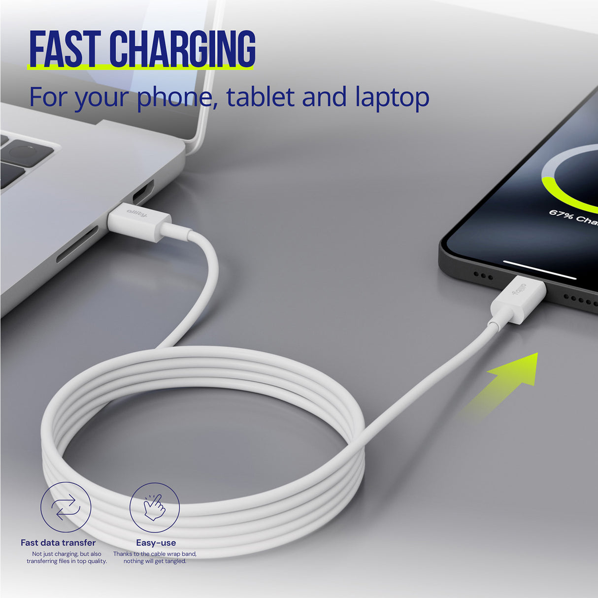 Allity cable AUC-03 USB-C - USB-C 2.0 m 100W white