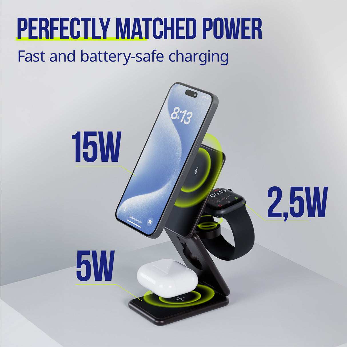 Allity AWC-230-225WMS wireless charger 22.5W graphite 3w1