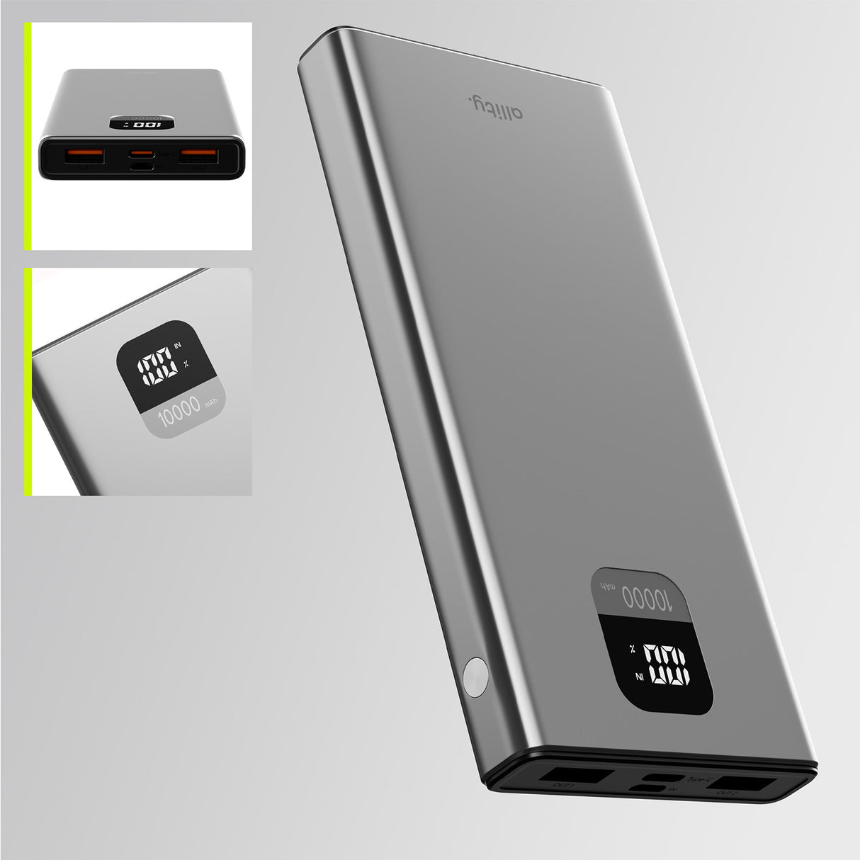 Allity power bank APB-100 PD QC 22.5W 10000 mAh gray