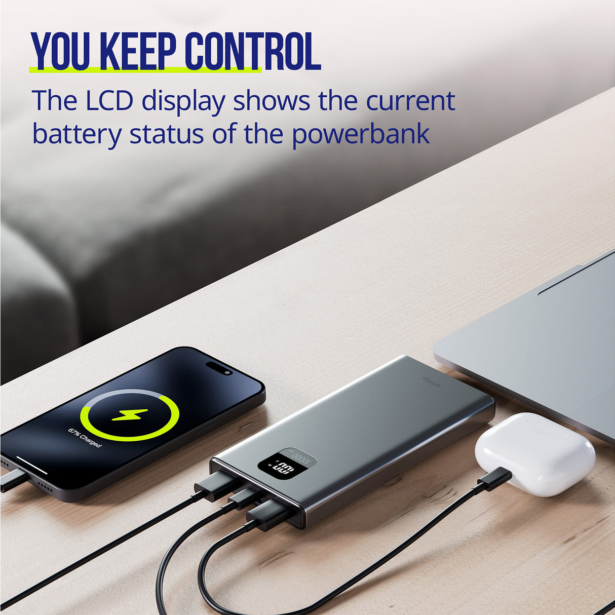 Allity power bank APB-100 PD QC 22.5W 10000 mAh gray