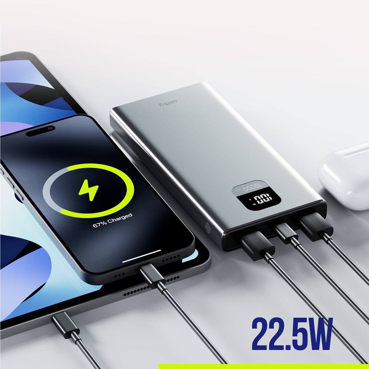 Allity power bank APB-100 PD QC 22.5W 10000 mAh gray