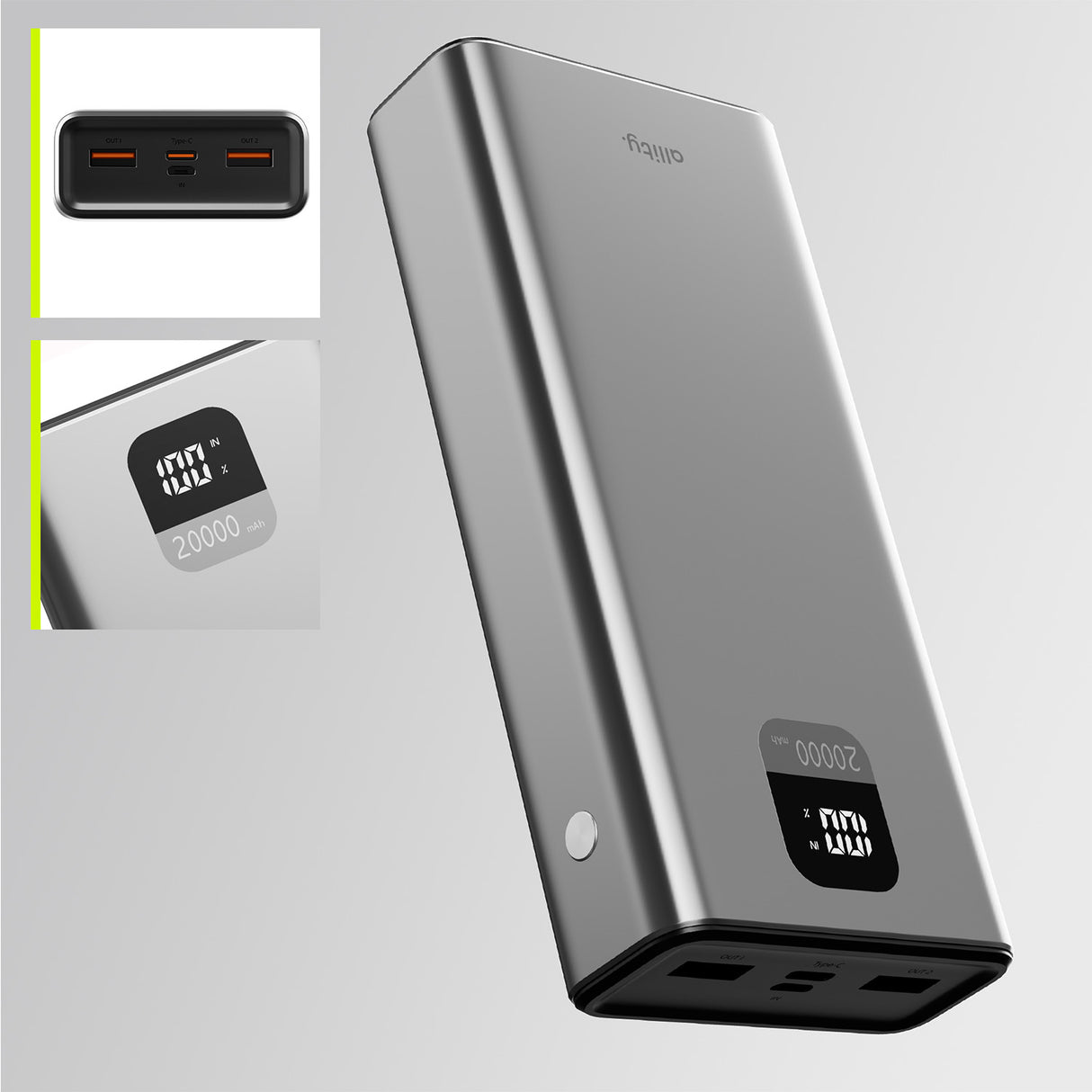 Allity power bank APB-100 PD QC 22.5W 20000 mAh gray
